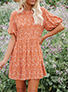 WMNS Floral Print Puffy Arm Mini Summer Dress